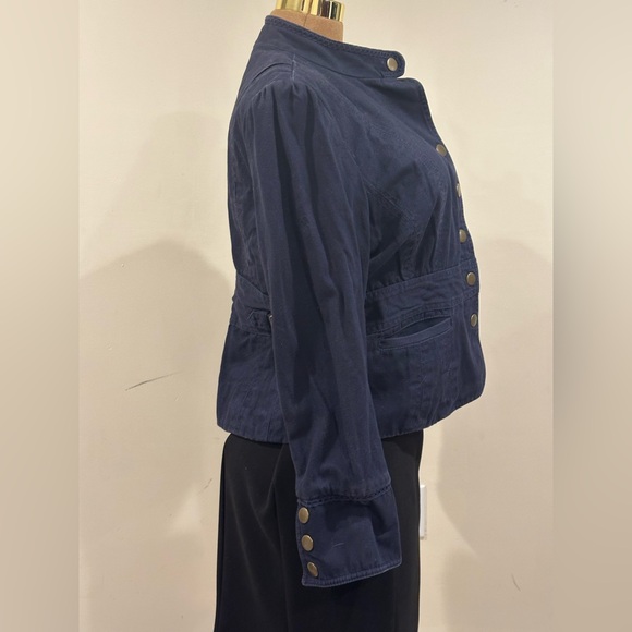 Tommy Hilfiger Blue Jean Military Jacket Brass 6 Buttons Sz XL/XG Extra Large. - Picture 4 of 16